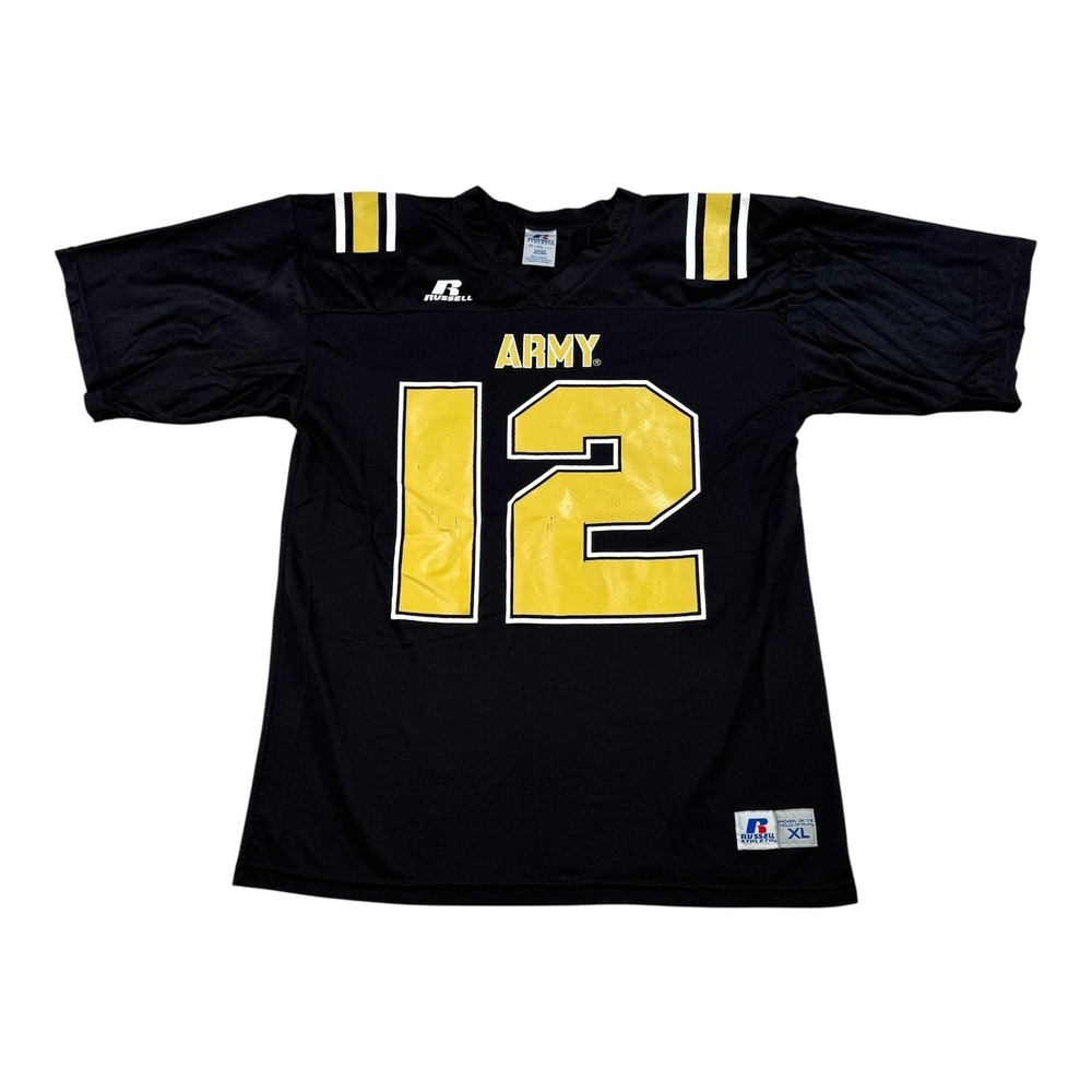 Vtg Army Black Knights Jersey Youth XL Black Yellow NCAA Football Shirt Russell